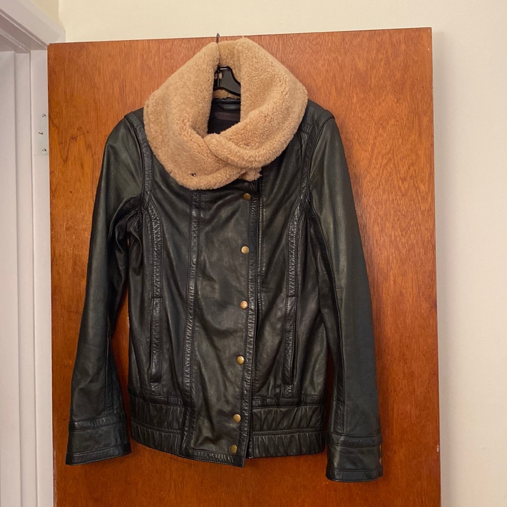 Aviator jacket by Nicholas K, size XS,  dark brown leather